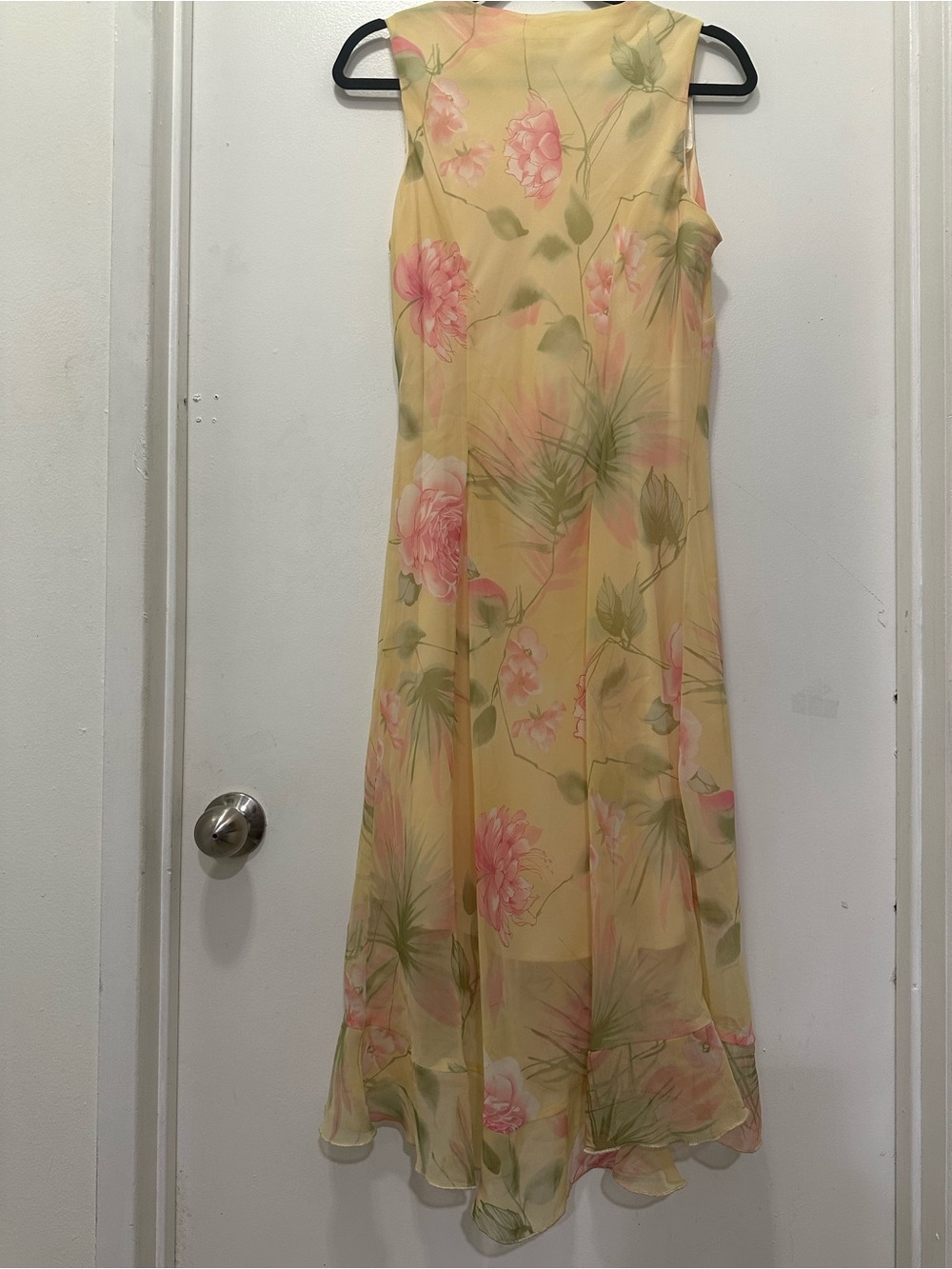 Dress Barn Butter Yellow Y2K Vintage Floral Maxi Dress Sz 12 Dainty Semiformal - Picture 7 of 9